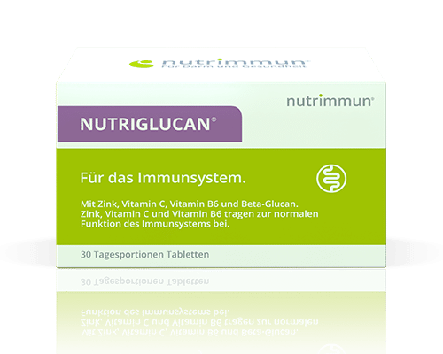 NUTRIGLUCAN® ist ein Nahrungsergänzungsmittel mit Zink, Vitamin C und Beta-Glucan für die gesunde Funktion des Immunsystems.