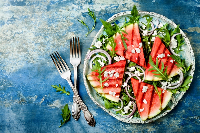 Gegrillte Wassermelone mit Feta