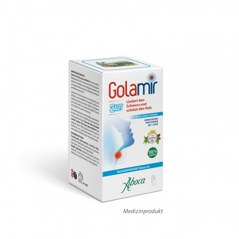 Aboca Golamir 2Act Spray (ohne Alkohol) - lindert Schluckbeschwerden, Brennen und Schmerzen im Hals