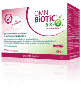 OMNi-BiOTiC® SR-9 mit B-Vitaminen enthält dieselbe spezielle Kombination aus 9 Bakterienstämmen wie OMNi-BiOTiC® SR-9, deren Einsatz in zahlreichen klinischen Studien erfolgt ist.